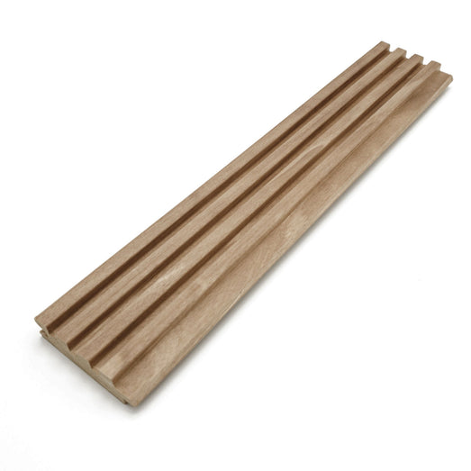 Thermo-Aspen 1x3 tongue-and-groove paneling board, angled view of the long ribbed face on a white background