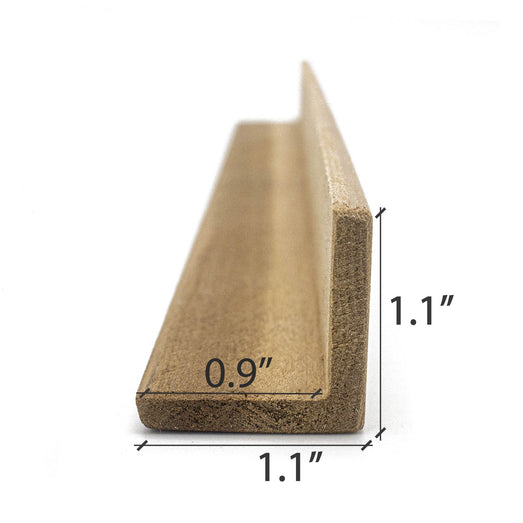 Thermo-Aspen 2x2 Outside Corner Trim piece, end view with the dimensions marked on the profile