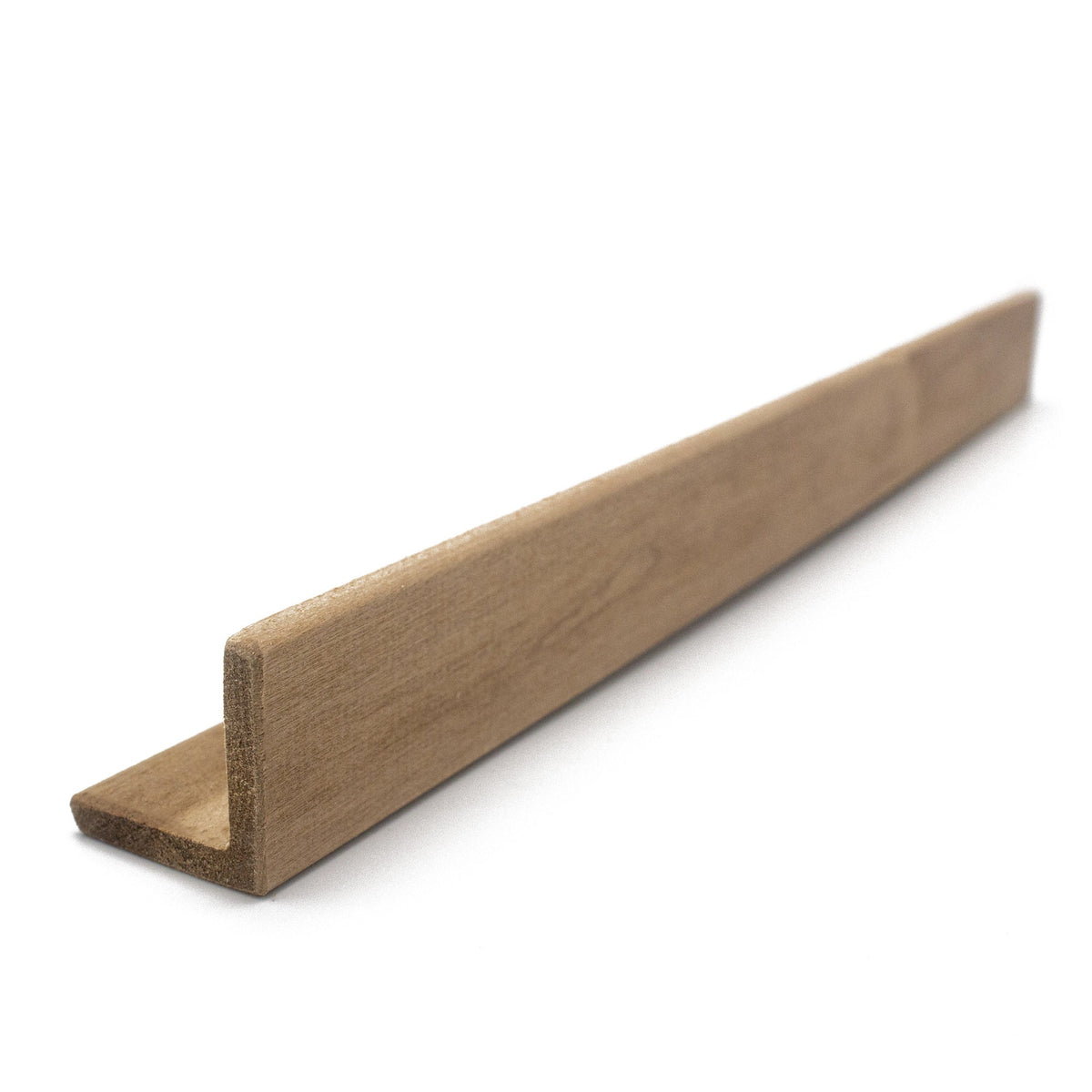 Thermo-Aspen 2x2 Outside Corner Trim piece at an angle, showing the L-shaped profile and long face grain