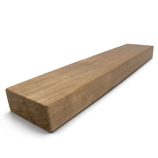 Thermo-Aspen 2x3 bench board at an angle, showing the end grain, wide face and long edge