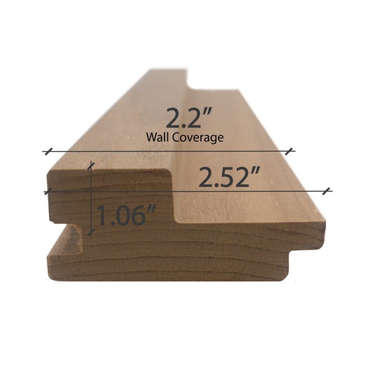 Thermo-Aspen 2x3 tongue-and-groove paneling board, end cross-section with dimensions marked
