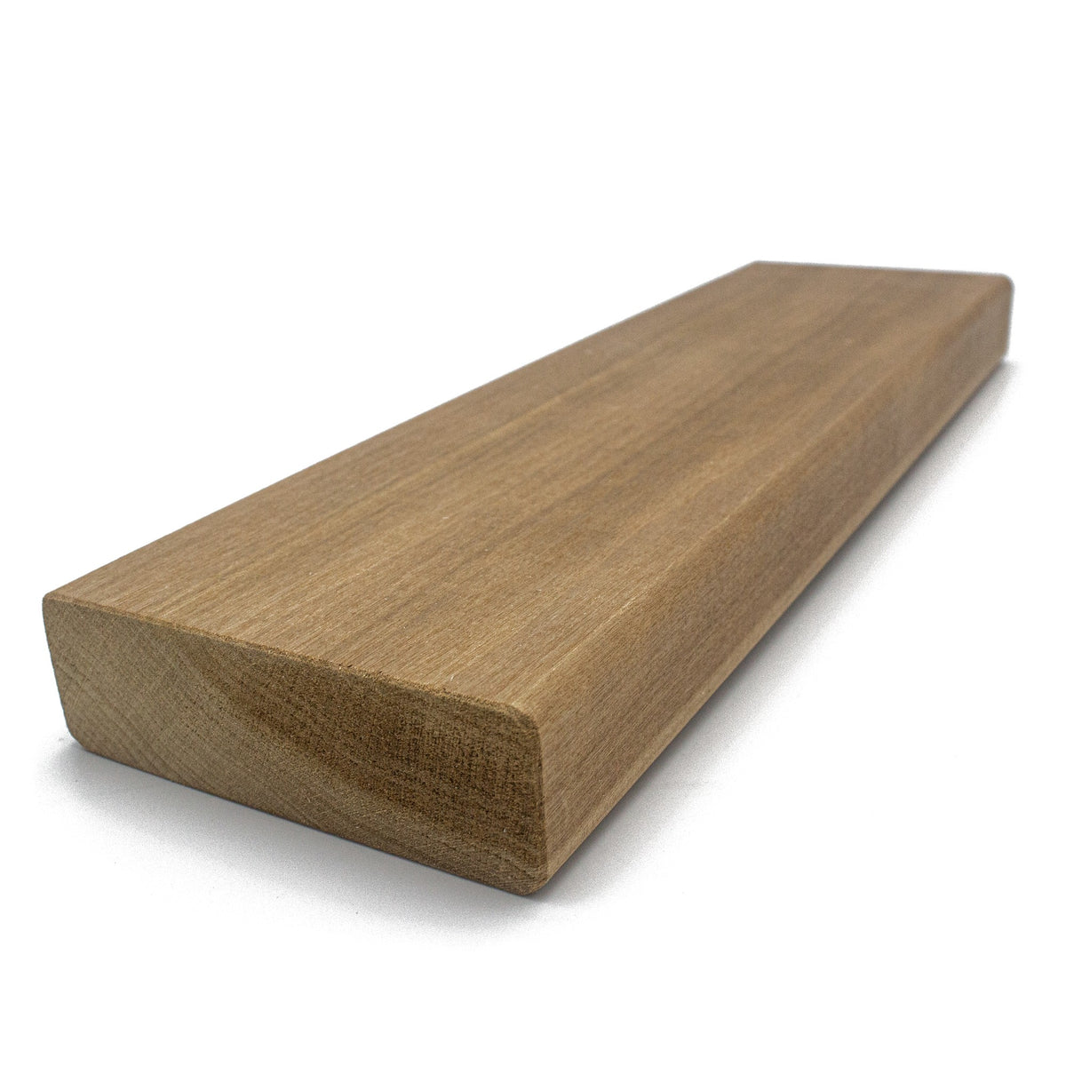 Thermo-Aspen 2x4 bench board, angled view showing the face grain, long edge and squared end