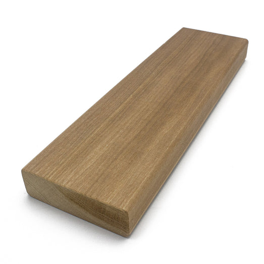 Thermo-Aspen 2x4 bench board angled view showing the face grain, long edge and squared end on white