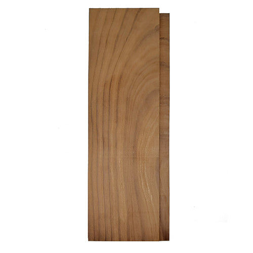 Thermo-Radiata Pine 1x4 paneling board, flat face view showing curved grain pattern and warm brown tone
