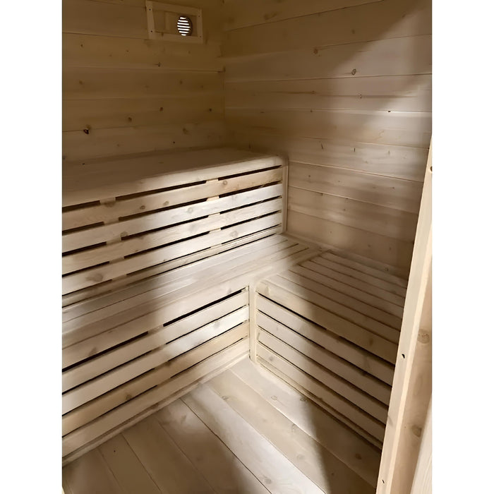 True North 5 Person Outdoor Quattro Cedar Cabin Sauna - Topture