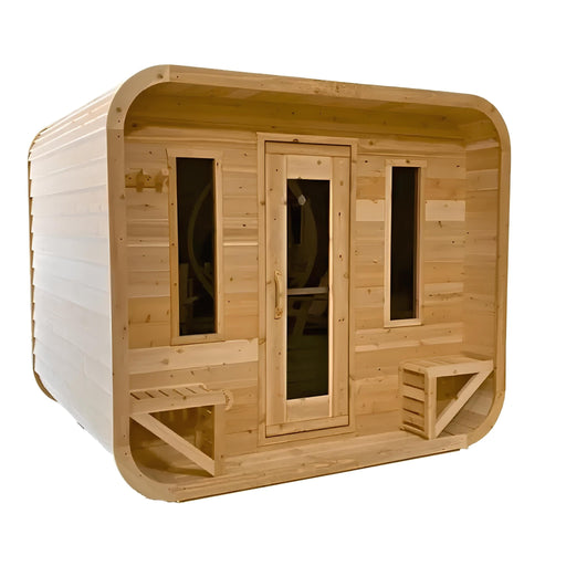 True North 5 Person Outdoor Quattro Cedar Cabin Sauna - Topture