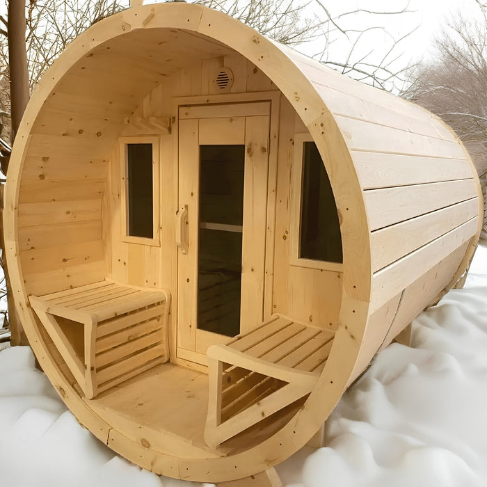 True North 6 - 8 Person 9' Long Barrel Sauna - Topture