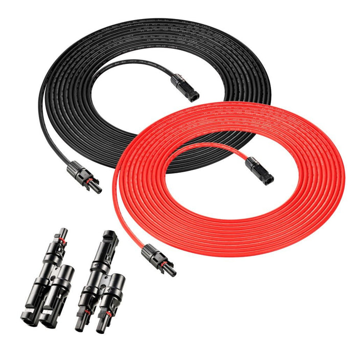 10 Gauge (10AWG) Solar Panel Extension Cable Wire with Parallel Connectors - Topture