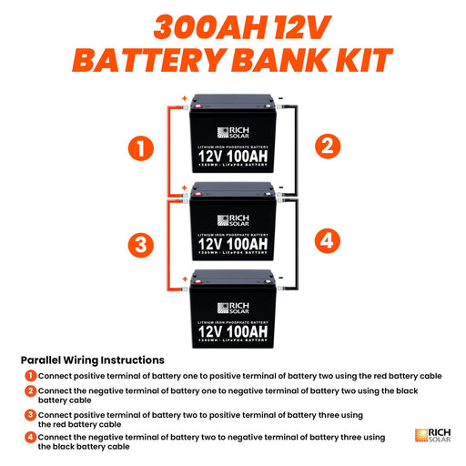 12V - 300AH - 3.8kWh Lithium Battery Bank - Topture