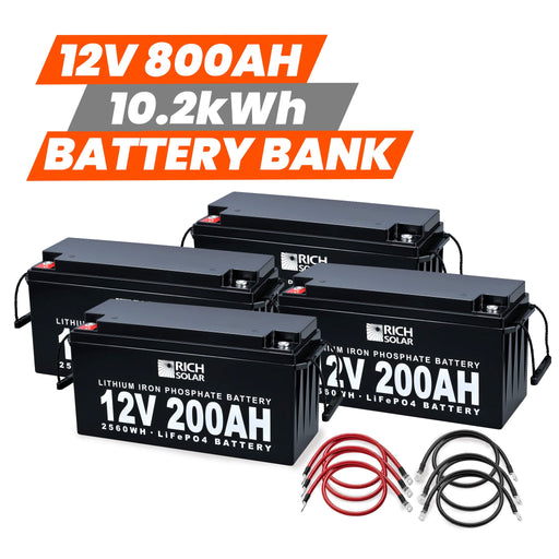 12V - 800AH - 10.2kWh Lithium Battery Bank - Topture