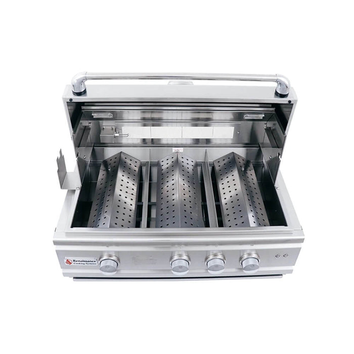 Renaissance Cooking Systems 30" Cutlass Pro Built-In Grill with Rear Burner and LED Lights RON30A Gas Grills Topture