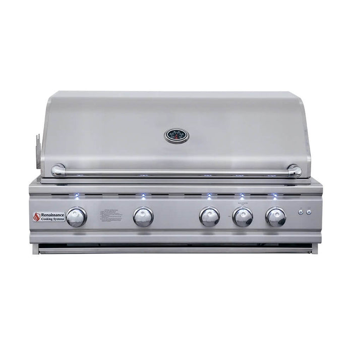 Renaissance Cooking Systems 38" Cutlass Pro Built-In Grill with Rear Burner and LED Lights RON38A Gas Grills Topture