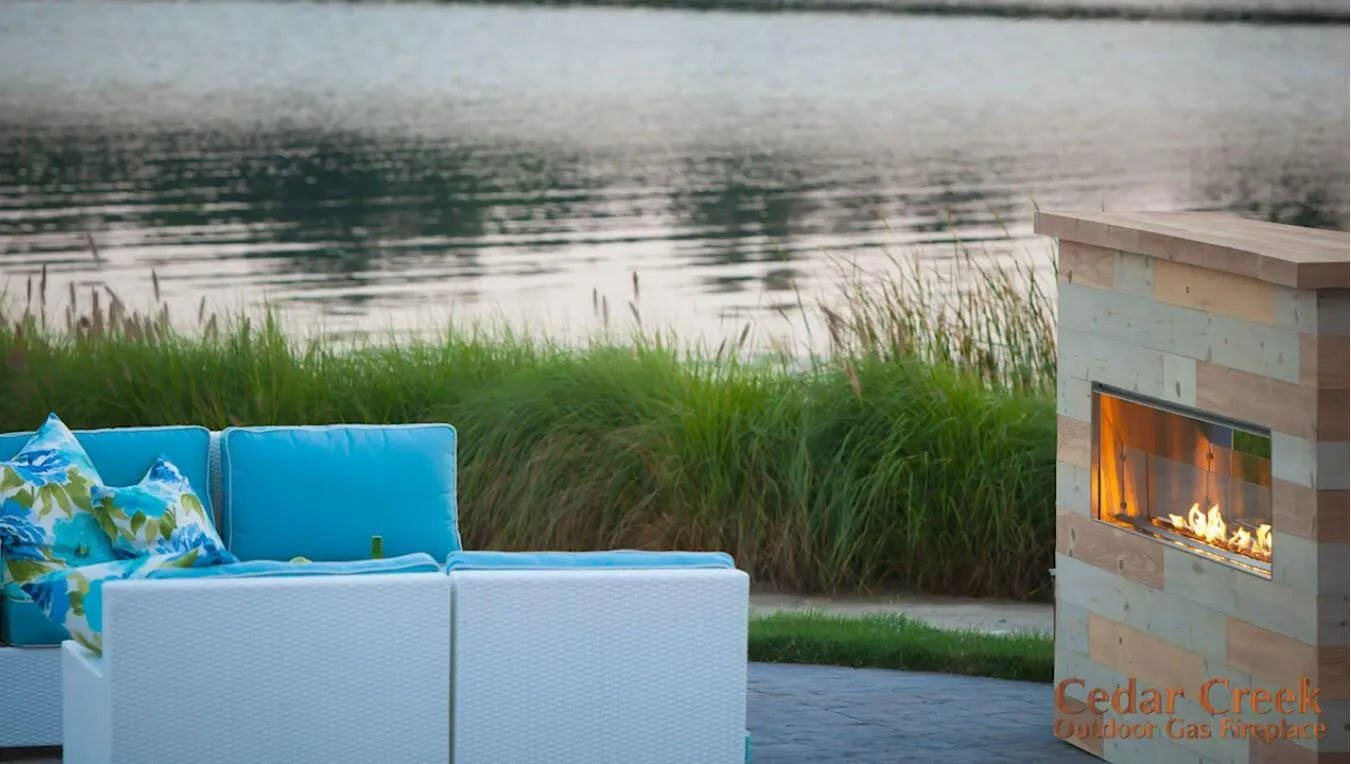 Renaissance Cooking Systems 48" Cedar Creek Outdoor Gas Fireplace RFP48LECONLED Outdoor Fireplaces Topture