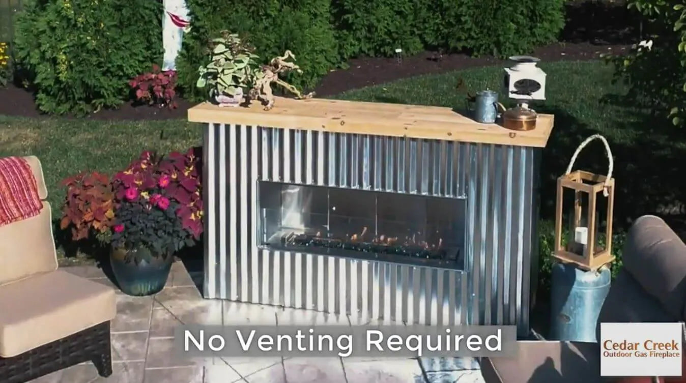 Renaissance Cooking Systems 48" Cedar Creek Outdoor Gas Fireplace RFP48LECONLED Outdoor Fireplaces Topture