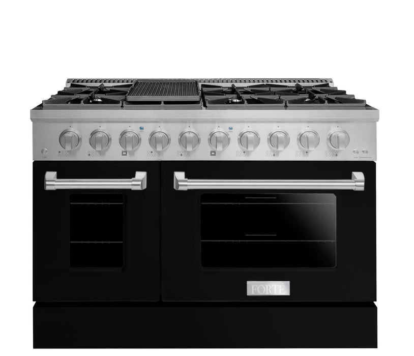 Forte 48 Inch Natural Gas, All Gas Double Oven Freestanding Range FGR488BBB Ranges Topture