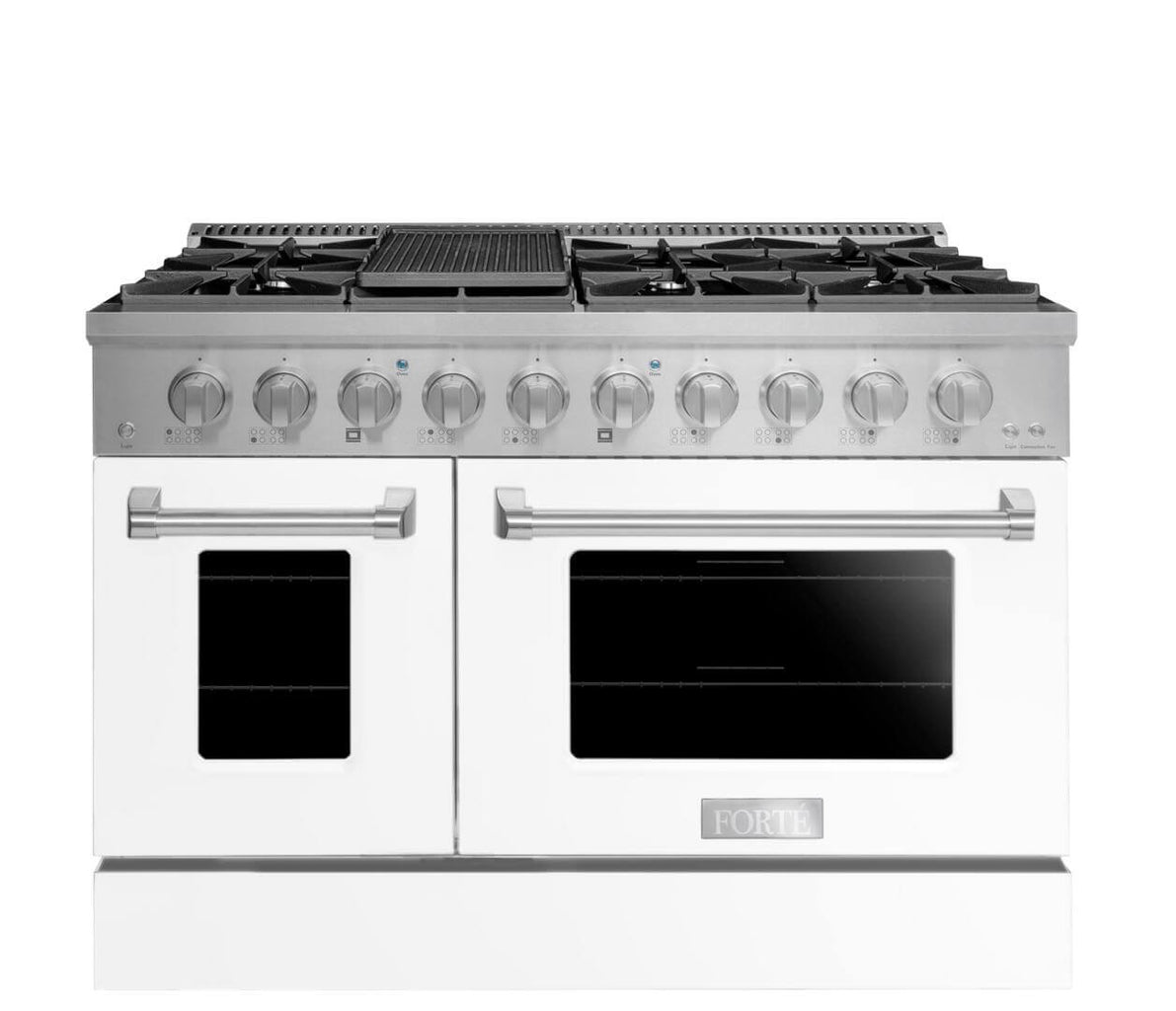 Forte 48 Inch Natural Gas, All Gas Double Oven Freestanding Range FGR488BWW Ranges Topture