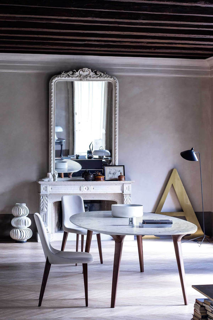 YumanMod Armidale Oval - American Walnut Base with White Carrara Marble Top BR01.08.01 Dining Tables Topture