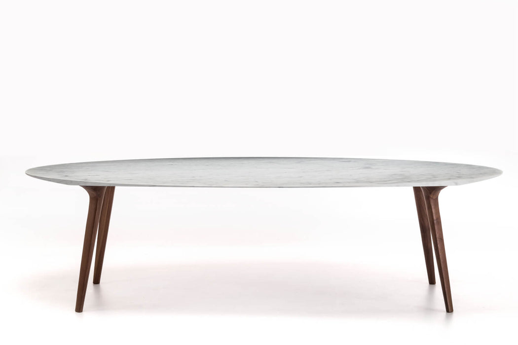 YumanMod Armidale Oval - American Walnut Base with White Carrara Marble Top BR01.08.01 Dining Tables Topture
