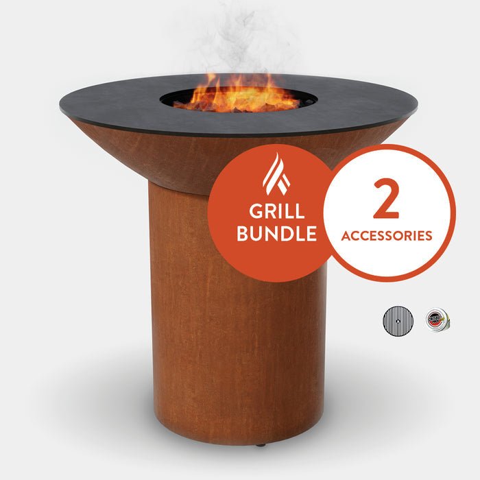 Arteflame Arteflame Classic 40" Grill | High Round Base | Starter Bundle | 2 Grilling Accessories C40HRB-S Outdoor Grills Topture