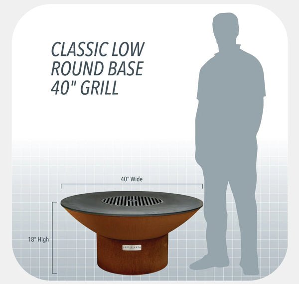 Arteflame Arteflame Classic 40" Grill | Low Round Base | Starter Bundle | 2 Grilling Accessories C40LRB-S Outdoor Grills Topture
