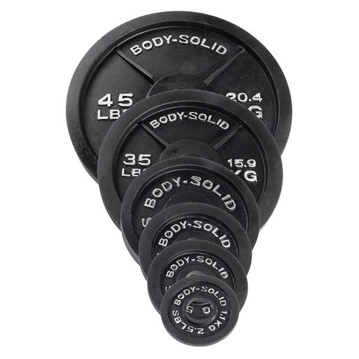 Body-Solid Tools Body-Solid OPB Individual Black Cast Iron Grip Olympic Weight Plates OPB2-5-2 Individual Weight Plates Topture