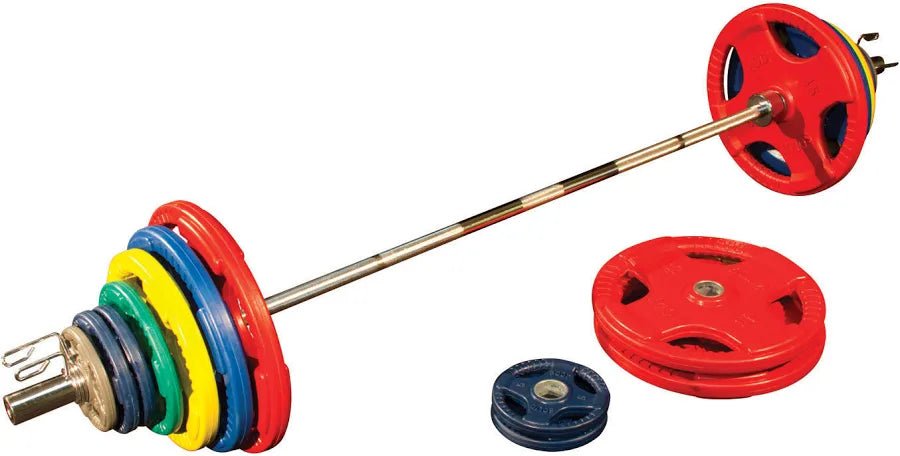 Body-Solid Tools Body-Solid ORCS Color Rubber Grip Olympic Weight Plates & Barbell Set ORC300S Weight Plate & Barbell Set Topture