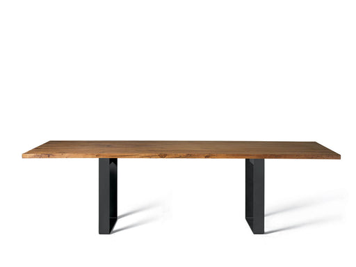YumanMod Brandon Dining Table - Antique Oak with Straight Black Metal Legs CN-B-185S-200 Dining Tables Topture
