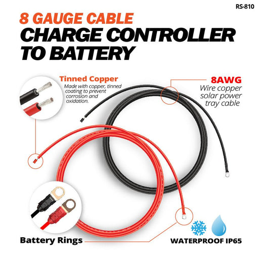 Cable Wire Connect Charge Controller to Battery (Red & Black) | Choose Feet/Length/AWG - Topture
