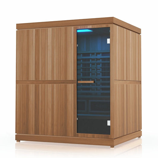 Finnmark FD-5 Trinity XL Infrared & Steam Sauna Combo - 4-Person Home Sauna with Infrared and Traditional Sauna Heater - Topture