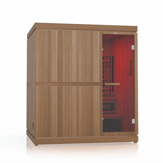 Finnmark FD-5 Trinity XL Infrared & Steam Sauna Combo - 4-Person Home Sauna with Infrared and Traditional Sauna Heater - Topture