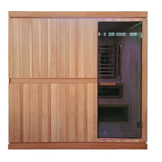 Finnmark FD-5 Trinity XL Infrared & Steam Sauna Combo - 4-Person Home Sauna with Infrared and Traditional Sauna Heater - Topture