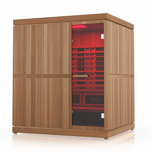 Finnmark FD-5 Trinity XL Infrared & Steam Sauna Combo - 4-Person Home Sauna with Infrared and Traditional Sauna Heater - Topture