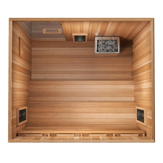 Finnmark FD-5 Trinity XL Infrared & Steam Sauna Combo - 4-Person Home Sauna with Infrared and Traditional Sauna Heater - Topture