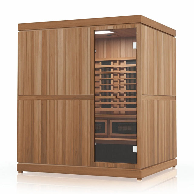 Finnmark FD-5 Trinity XL Infrared & Steam Sauna Combo - 4-Person Home Sauna with Infrared and Traditional Sauna Heater - Topture