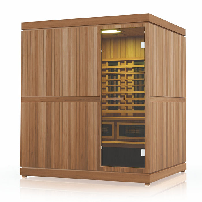 Finnmark FD-5 Trinity XL Infrared & Steam Sauna Combo - 4-Person Home Sauna with Infrared and Traditional Sauna Heater - Topture
