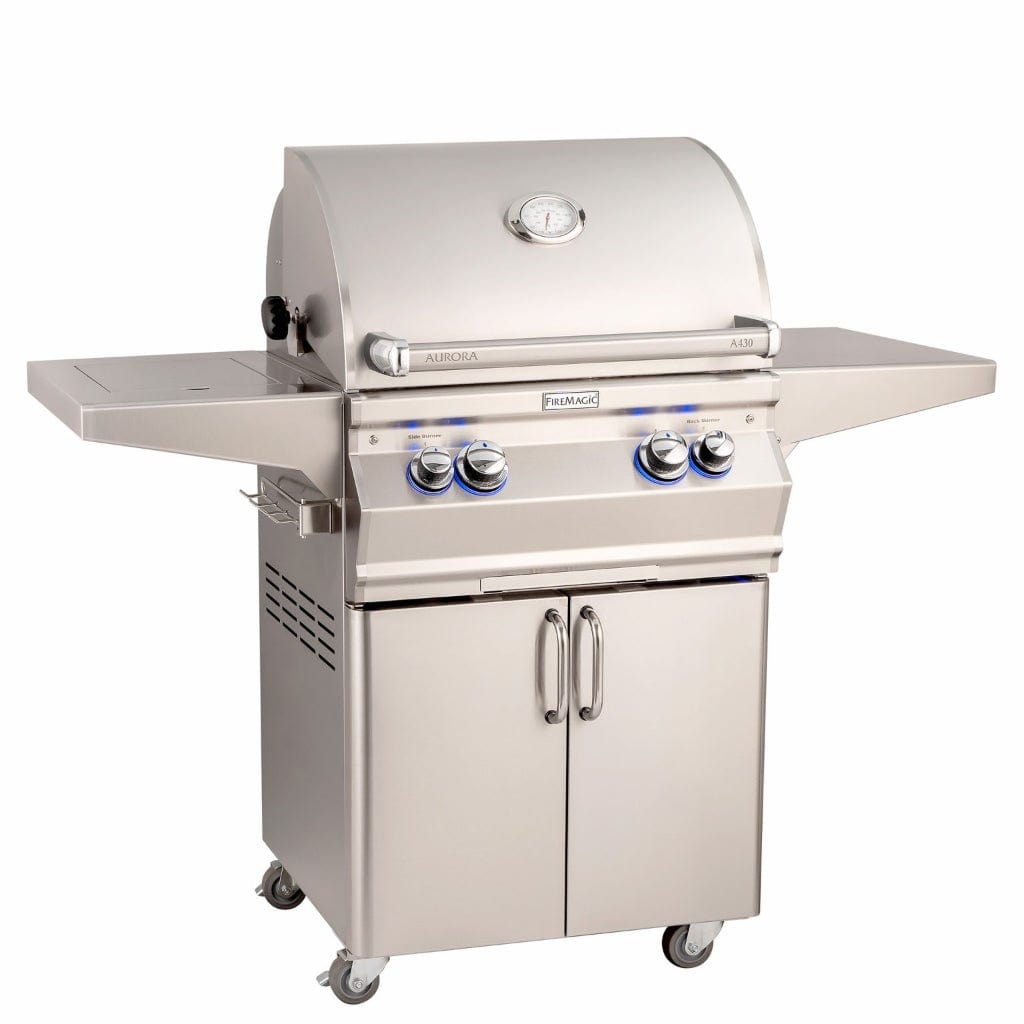 Fire Magic Grill Fire Magic Grill 24" 2-Burner Aurora A430s Gas Grill w/ Single Side Burner & Analog Thermometer A430S-8EAN-62 Gas Grills Topture