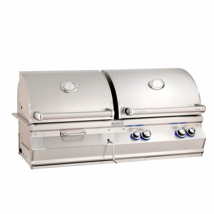 Fire Magic Grill Fire Magic Grill Aurora A830i Gas/Charcoal Combo Built-In Grill A830I-8EAN-CB-NG Gas Grills Topture