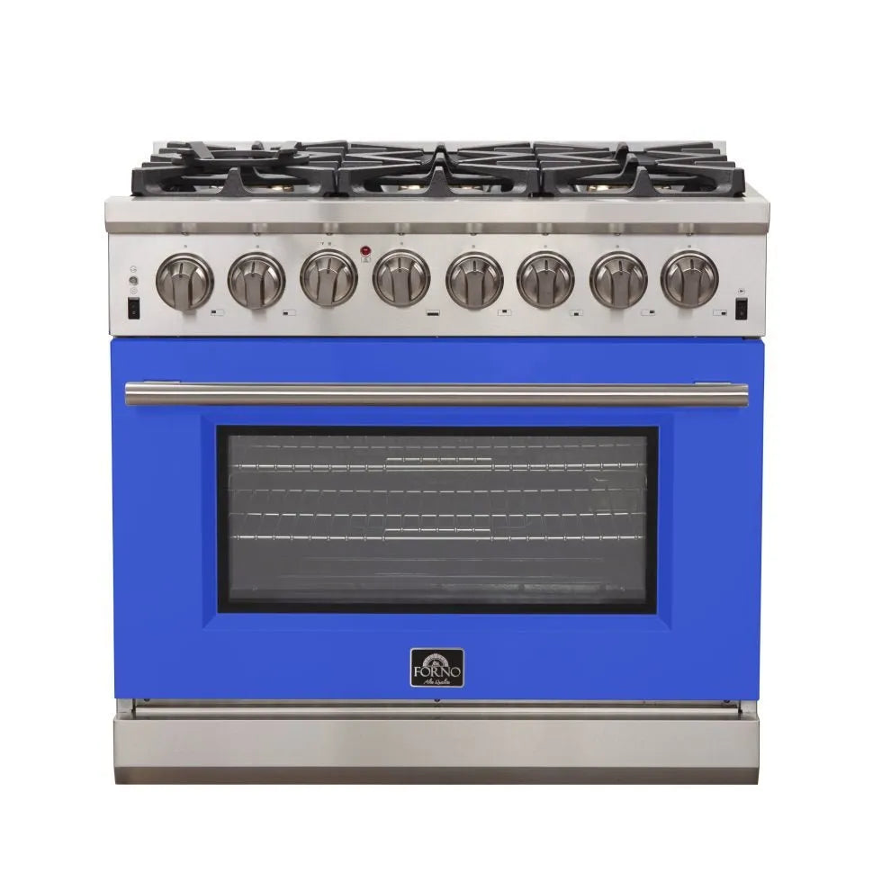 Forno Forno Capriasca - Titanium Professional 36" Freestanding Dual Fuel 240V Electric Door Oven Range FFSGS6187-36BLU Ranges Topture