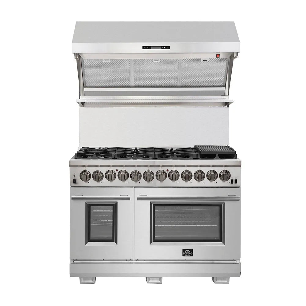 Forno Forno Capriasca - Titanium Professional 48" Freestanding Dual Fuel Electric 240V Door Oven Range FFSGS6187-48WHT Ranges Topture