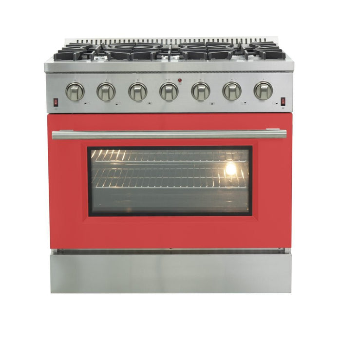 Forno Forno Galiano - Gold Professional 36" Freestanding Door Gas Range FFSGS6244-36RED Ranges Topture