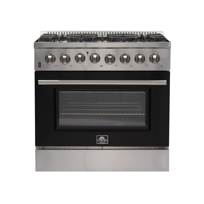 Forno Forno Galiano - Gold Professional 36" Freestanding Dual Fuel 240V Electric Door Oven Range FFSGS6156-36BLK Ranges Topture