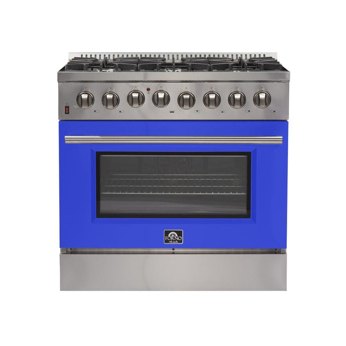 Forno Forno Galiano - Gold Professional 36" Freestanding Dual Fuel 240V Electric Door Oven Range FFSGS6156-36BLU Ranges Topture