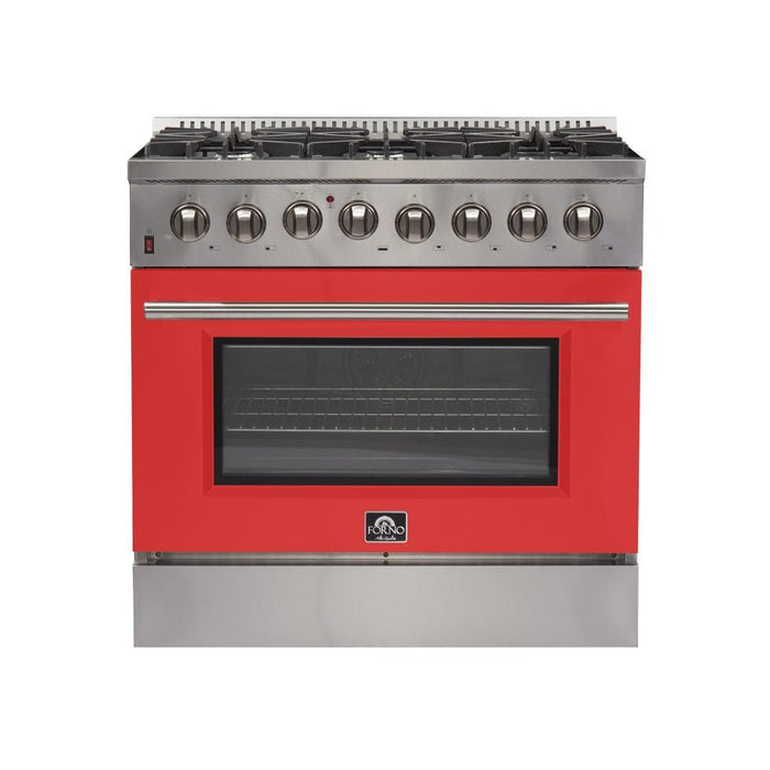 Forno Forno Galiano - Gold Professional 36" Freestanding Dual Fuel 240V Electric Door Oven Range FFSGS6156-36RED Ranges Topture
