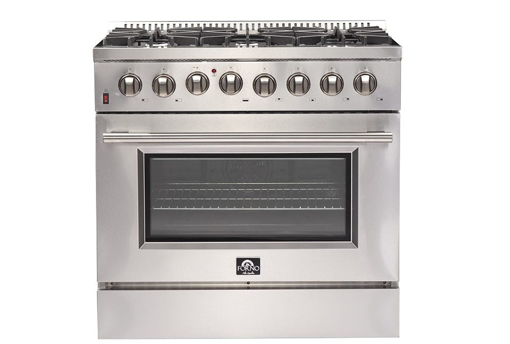 Forno Forno Galiano - Gold Professional 36" Freestanding Dual Fuel 240V Electric Door Oven Range FFSGS6156-36WHT Ranges Topture
