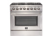Forno Forno Galiano - Gold Professional 36" Freestanding Dual Fuel 240V Electric Door Oven Range FFSGS6156-36WHT Ranges Topture