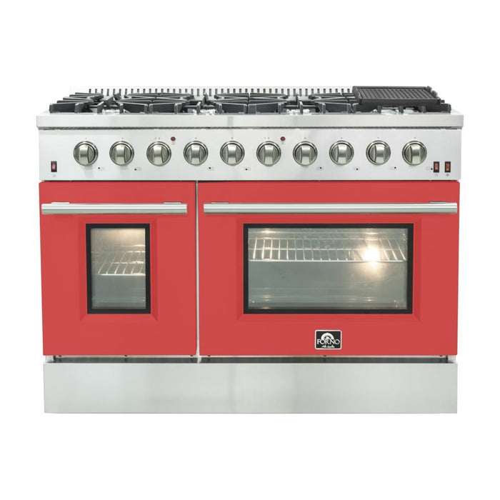 Forno Forno Galiano - Gold Professional 48" Freestanding Door Gas Range FFSGS6244-48RED Ranges Topture