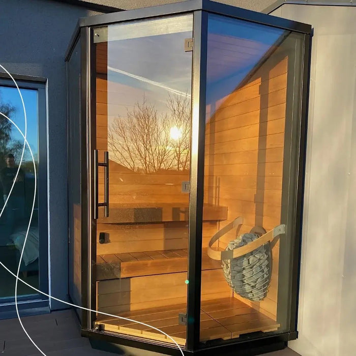 Haljas Houses Haljas Hele Glass Mini 3-Person Outdoor Sauna House HMSASE Outdoor Saunas Topture