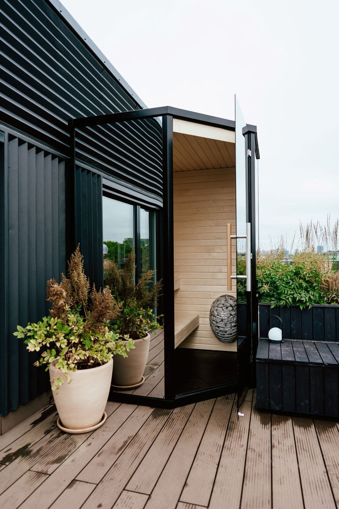 Haljas Houses Haljas Hele Glass Mini 3-Person Outdoor Sauna House HMSASE Outdoor Saunas Topture