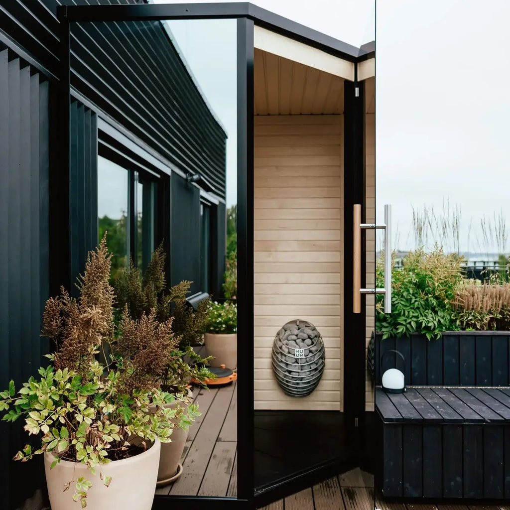 Haljas Houses Haljas Hele Glass Mini 3-Person Outdoor Sauna House HMSASE Outdoor Saunas Topture