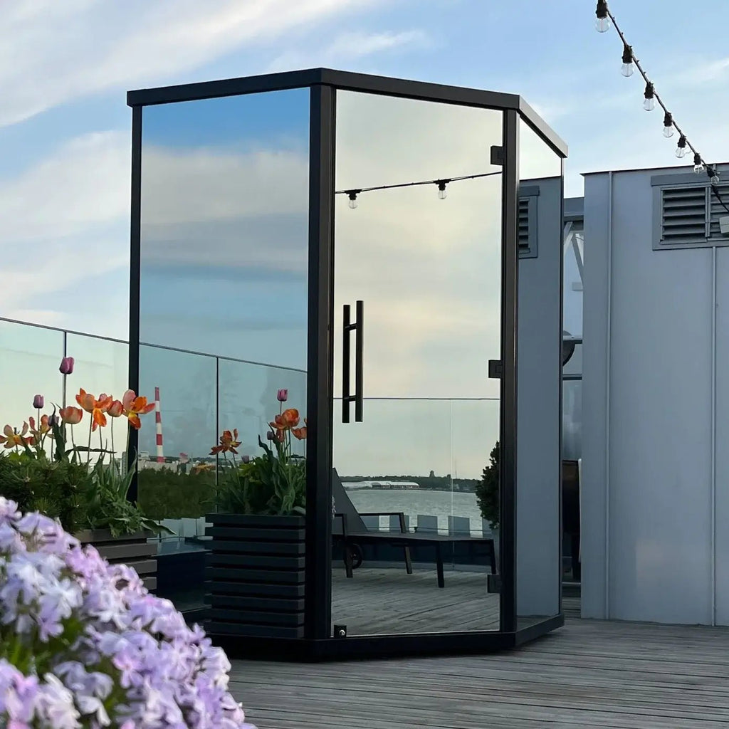 Haljas Houses Haljas Hele Glass Mini 3-Person Outdoor Sauna House HMSASE Outdoor Saunas Topture